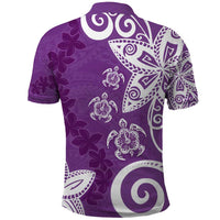 Polynesia Polo Shirt Purple Tribal Turtle Floral Pattern