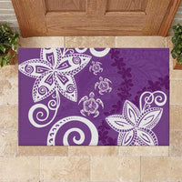 Polynesia Rubber Doormat Purple Tribal Turtle Floral Pattern