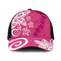 Polynesia Baseball Net Cap Pink Tribal Turtle Floral Pattern LT05 One Size Black Pink - Polynesian Pride