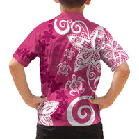 Polynesia Family Matching Long Sleeve Bodycon Dress and Hawaiian Shirt Pink Tribal Turtle Floral Pattern LT05 - Polynesian Pride