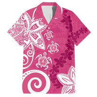 Polynesia Family Matching Long Sleeve Bodycon Dress and Hawaiian Shirt Pink Tribal Turtle Floral Pattern LT05 Dad's Shirt - Short Sleeve Pink - Polynesian Pride