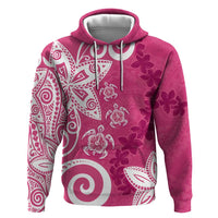 Polynesia Hoodie Pink Tribal Turtle Floral Pattern LT05 Pullover Hoodie Pink - Polynesian Pride