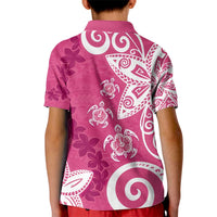 Polynesia Kid Polo Shirt Pink Tribal Turtle Floral Pattern