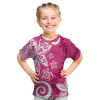Polynesia Kid T Shirt Pink Tribal Turtle Floral Pattern