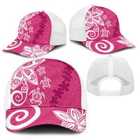 Polynesia Mesh Trucker Cap Pink Tribal Turtle Floral Pattern - Polynesian Pride