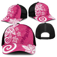 Polynesia Mesh Trucker Cap Pink Tribal Turtle Floral Pattern - Polynesian Pride
