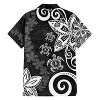 Polynesia Family Matching Short Sleeve Bodycon Dress and Hawaiian Shirt Black Tribal Turtle Floral Pattern