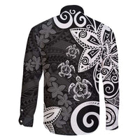 Polynesia Family Matching Tank Maxi Dress and Hawaiian Shirt Black Tribal Turtle Floral Pattern