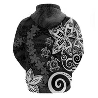 Polynesia Hoodie Black Tribal Turtle Floral Pattern LT05 - Polynesian Pride