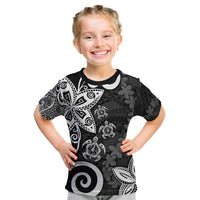Polynesia Kid T Shirt Black Tribal Turtle Floral Pattern