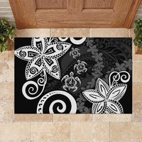 Polynesia Rubber Doormat Black Tribal Turtle Floral Pattern