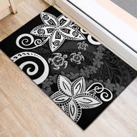 Polynesia Rubber Doormat Black Tribal Turtle Floral Pattern
