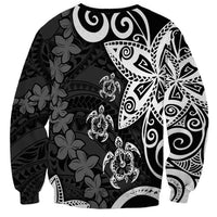Polynesia Sweatshirt Black Tribal Turtle Floral Pattern
