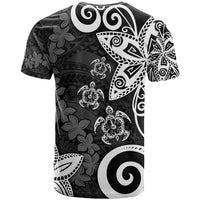 Polynesia T Shirt Black Tribal Turtle Floral Pattern