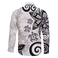 Polynesia Family Matching Tank Maxi Dress and Hawaiian Shirt White Tribal Turtle Floral Pattern