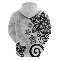 Polynesia Hoodie White Tribal Turtle Floral Pattern LT05 - Polynesian Pride