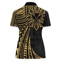 Hawaii And Philippines Women Polo Shirt Kanaka Maoli With Tribal Sun Together Gold LT05 - Polynesian Pride