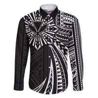 Hawaii And Philippines Family Matching Off Shoulder Short Dress and Hawaiian Shirt Kanaka Maoli With Tribal Sun Together Black LT05 Dad's Shirt - Long Sleeve Black - Polynesian Pride