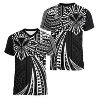 Hawaii And Philippines Women V-Neck T-Shirt Kanaka Maoli With Tribal Sun Together Black LT05 - Polynesian Pride