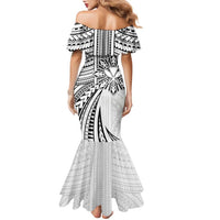 Hawaii And Philippines Family Matching Mermaid Dress and Hawaiian Shirt Kanaka Maoli With Tribal Sun Together White LT05 - Polynesian Pride