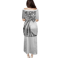 Hawaii And Philippines Family Matching Puletasi and Hawaiian Shirt Kanaka Maoli With Tribal Sun Together White LT05 - Polynesian Pride