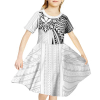 Hawaii And Philippines Kid Short Sleeve Dress Kanaka Maoli With Tribal Sun Together White
