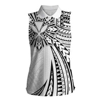 Hawaii And Philippines Women Sleeveless Polo Shirt Kanaka Maoli With Tribal Sun Together White LT05 Female White - Polynesian Pride