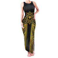 Hawaii And Philippines Together Family Matching Tank Maxi Dress and Hawaiian Shirt Polynesian Pattern With Filipino Barong Gold LT05 Mom's Dress Gold - Polynesian Pride