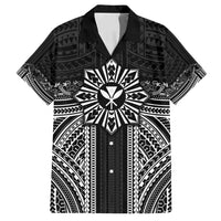 Hawaii And Philippines Together Family Matching Summer Maxi Dress and Hawaiian Shirt Polynesian Pattern With Filipino Barong Black LT05 Dad's Shirt - Short Sleeve Black - Polynesian Pride