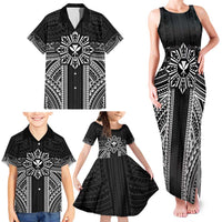 Hawaii And Philippines Together Family Matching Tank Maxi Dress and Hawaiian Shirt Polynesian Pattern With Filipino Barong Black LT05 - Polynesian Pride