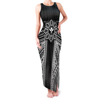 Hawaii And Philippines Together Family Matching Tank Maxi Dress and Hawaiian Shirt Polynesian Pattern With Filipino Barong Black LT05 Mom's Dress Black - Polynesian Pride