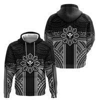 Hawaii And Philippines Together Zip Hoodie Polynesian Pattern With Filipino Barong Black LT05 - Polynesian Pride