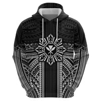 Hawaii And Philippines Together Zip Hoodie Polynesian Pattern With Filipino Barong Black LT05 - Polynesian Pride