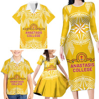 Personalised Anastasis College Family Matching Long Sleeve Bodycon Dress and Hawaiian Shirt Tonga Ngatu Pattern - Polynesian Pride