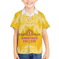 Personalised Anastasis College Family Matching Short Sleeve Bodycon Dress and Hawaiian Shirt Tonga Ngatu Pattern - Polynesian Pride