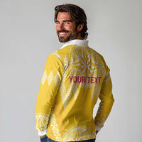 Personalised Anastasis College Long Sleeve Polo Shirt Tonga Ngatu Pattern - Polynesian Pride