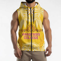 Personalised Anastasis College Sleeveless Zip Hoodie Tonga Ngatu Pattern - Polynesian Pride