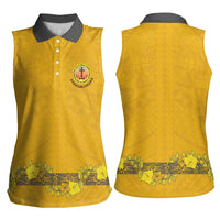 Tonga Anastasis College Women Sleeveless Polo Shirt Tongan Ngatu Kupesi Pattern - Polynesian Pride
