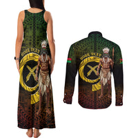 Personalised Vanuatu Custom Chiefs Day Couples Matching Tank Maxi Dress and Long Sleeve Button Shirt Pig Tusk Simple Style LT05 - Polynesian Pride