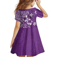 Cook Islands Family Matching Short Sleeve Bodycon Dress and Hawaiian Shirt Purple Hibiscus And Stars