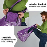 Cook Islands Grocery Bag Purple Hibiscus And Stars