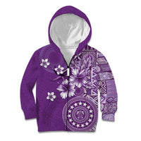 Cook Islands Kid Hoodie Purple Hibiscus And Stars