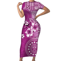Cook Islands Family Matching Short Sleeve Bodycon Dress and Hawaiian Shirt Fandango Hibiscus And Stars