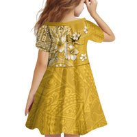 Cook Islands Kid Short Sleeve Dress Yellow Hibiscus And Stars