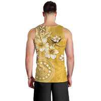 Cook Islands Men Tank Top Yellow Hibiscus And Stars