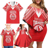 Custom Tahiti Football Family Matching Off Shoulder Short Dress and Hawaiian Shirt Coat Of Arms Polynesian Tribal Pattern LT05 - Polynesian Pride