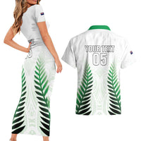 Custom New Zealand Fern Football Couples Matching Short Sleeve Bodycon Dress and Hawaiian Shirt Simple Style LT05 - Polynesian Pride