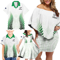 Custom New Zealand Fern Football Family Matching Off Shoulder Short Dress and Hawaiian Shirt Simple Style LT05 - Polynesian Pride