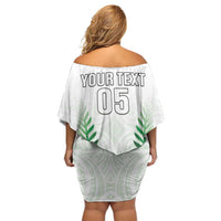 Custom New Zealand Fern Football Family Matching Off Shoulder Short Dress and Hawaiian Shirt Simple Style LT05 - Polynesian Pride