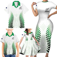 Custom New Zealand Fern Football Family Matching Short Sleeve Bodycon Dress and Hawaiian Shirt Simple Style LT05 - Polynesian Pride